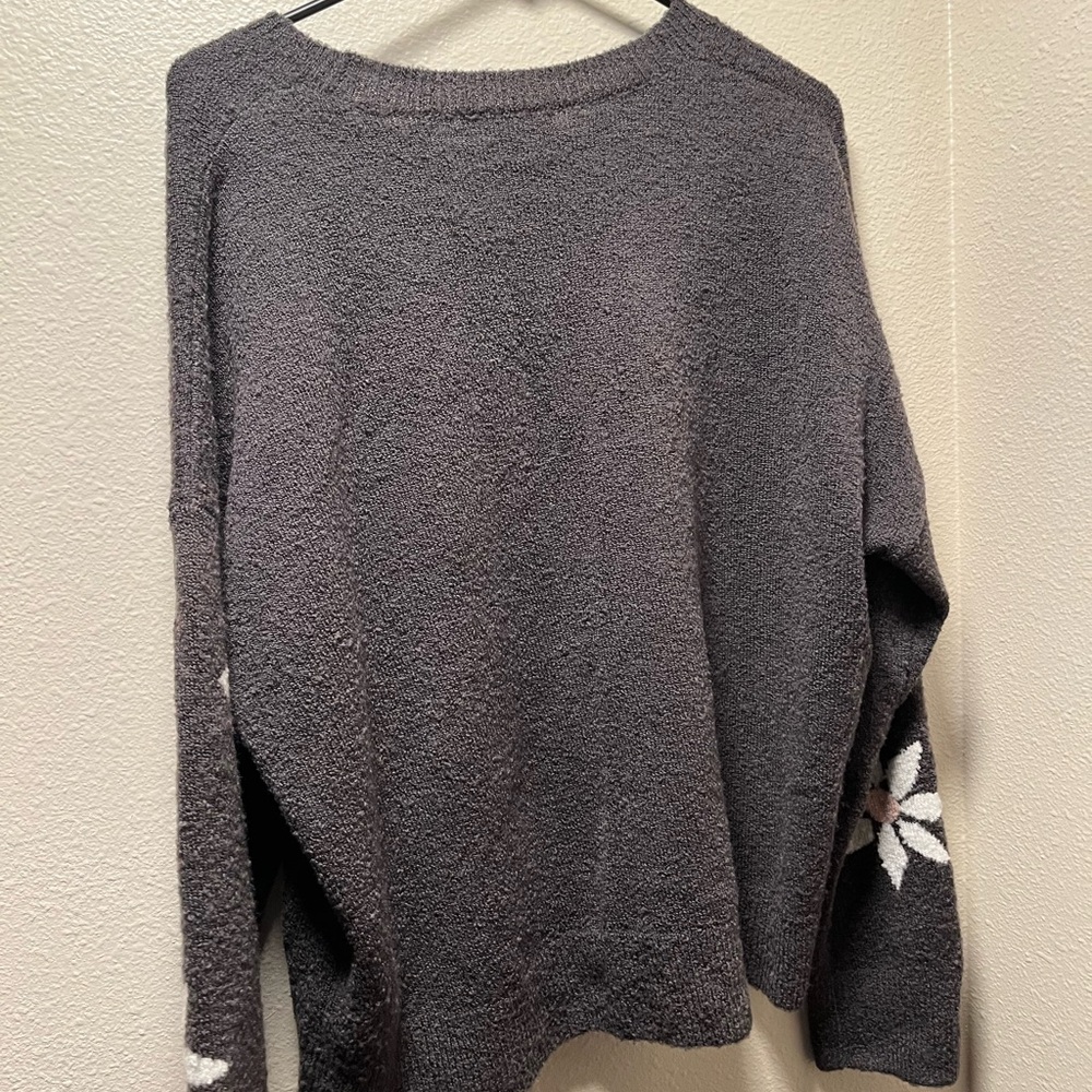 Madewell Charcoal Gray Sweater with Floral Accents - Picture 3 of 4